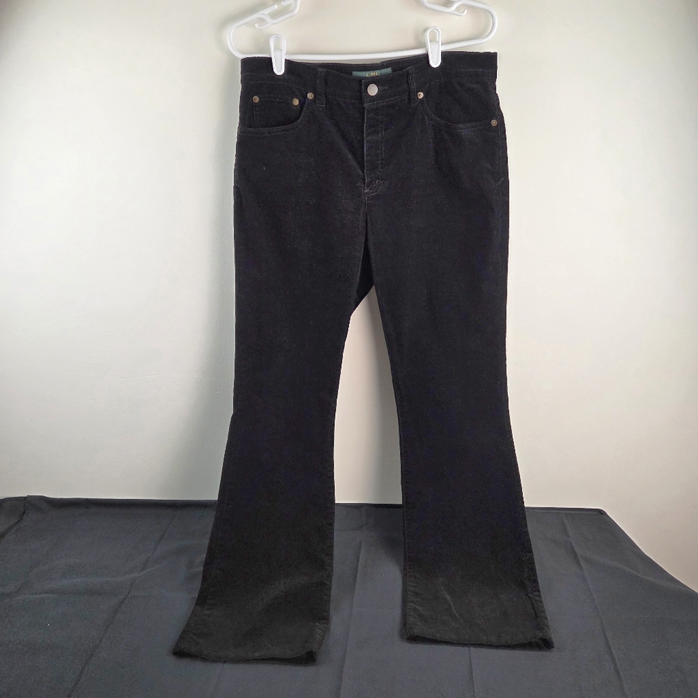 Lauren Ralph Lauren Corduroy Pants Womens Sz 8 Black Bootcut Cotton Stretch